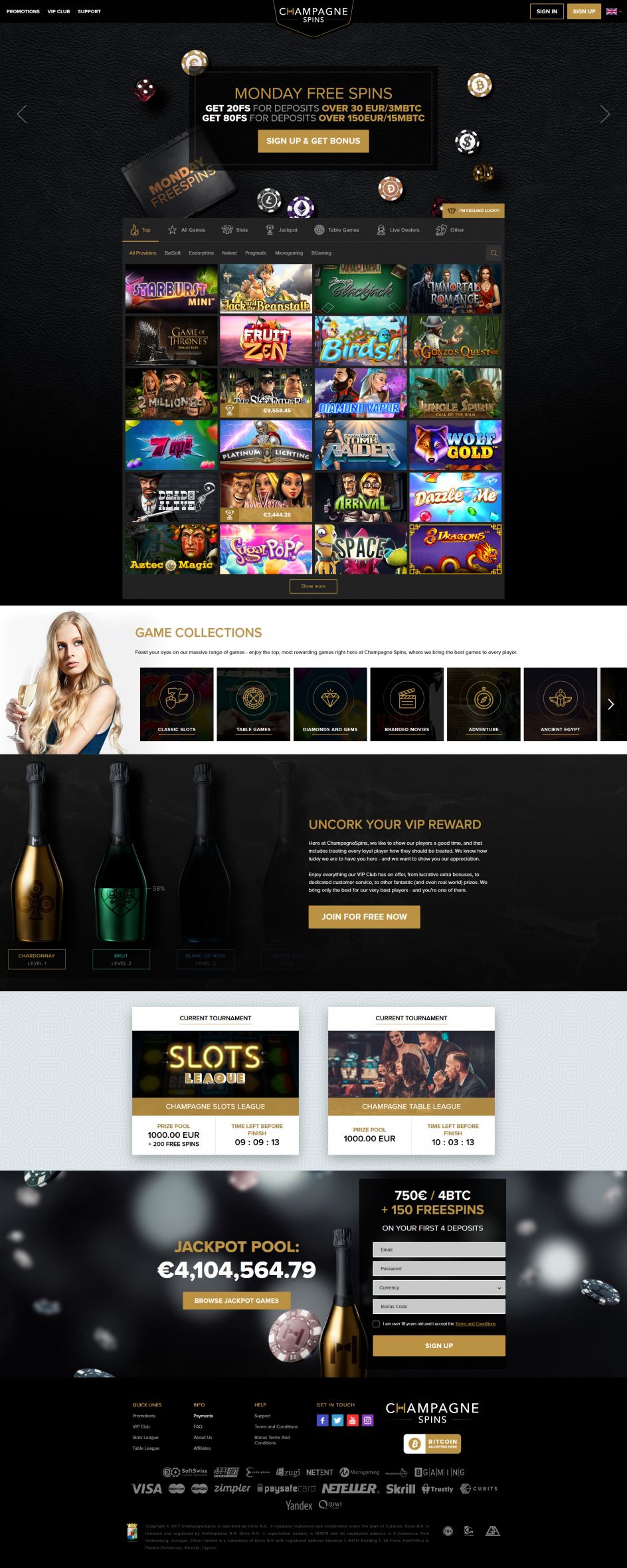 Champagne Spins Casino Design