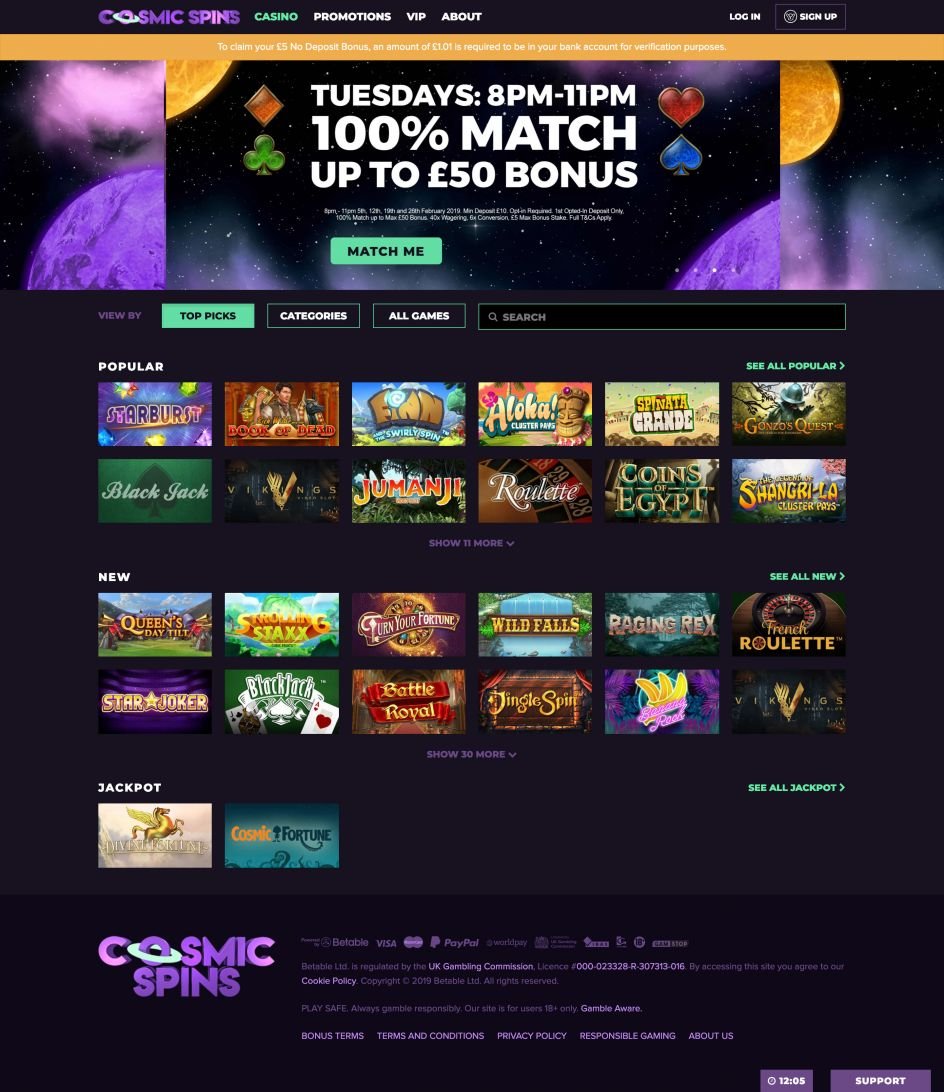 Cosmic Spins Casino Design