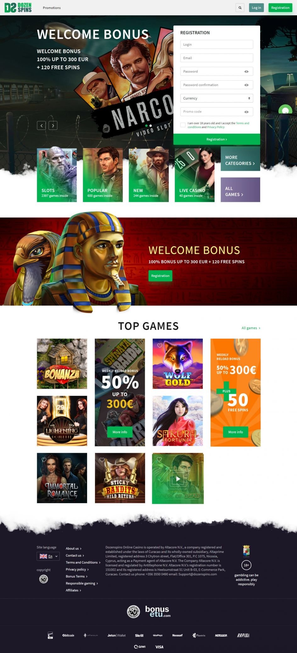 Dozenspins Casino Design