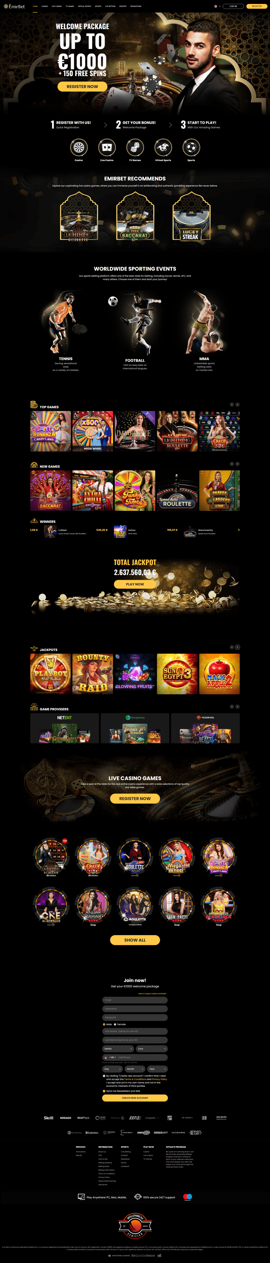 EmirBet Casino Design