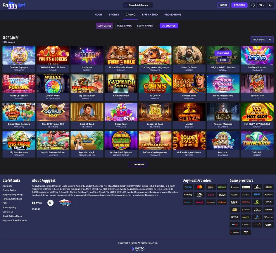 FoggyBet Casino Design