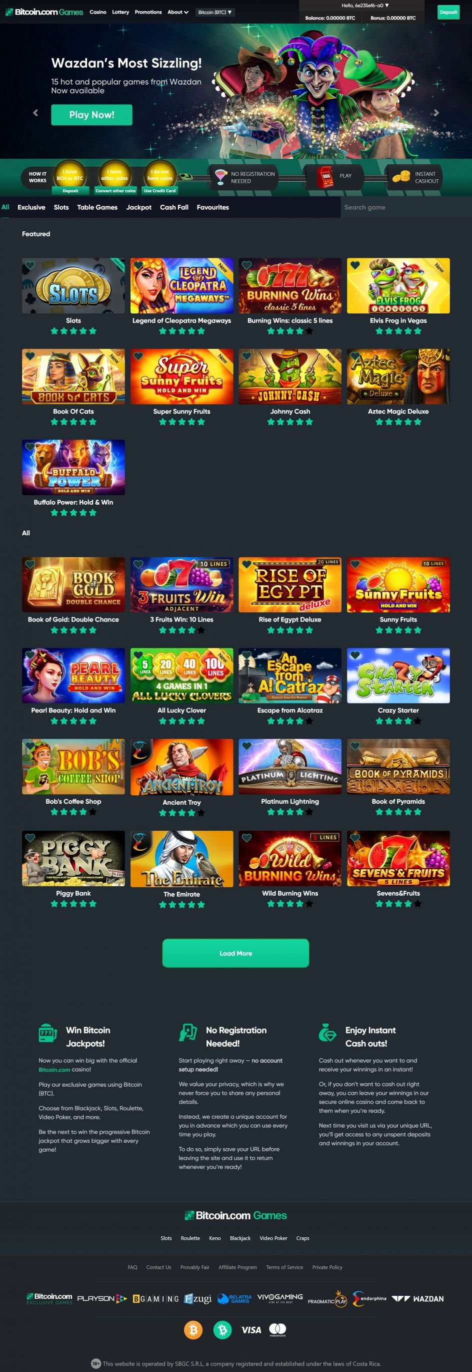 Bitcoin.com Games Casino Design