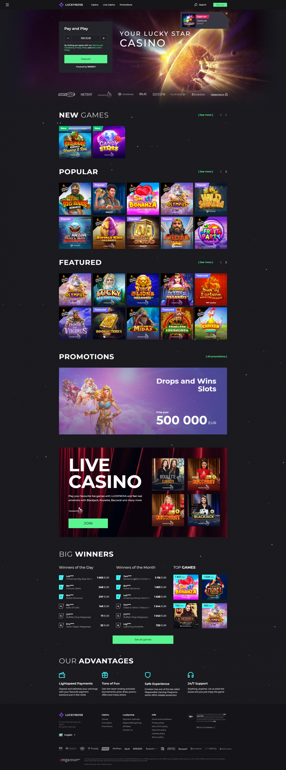 LuckyNova Casino Design