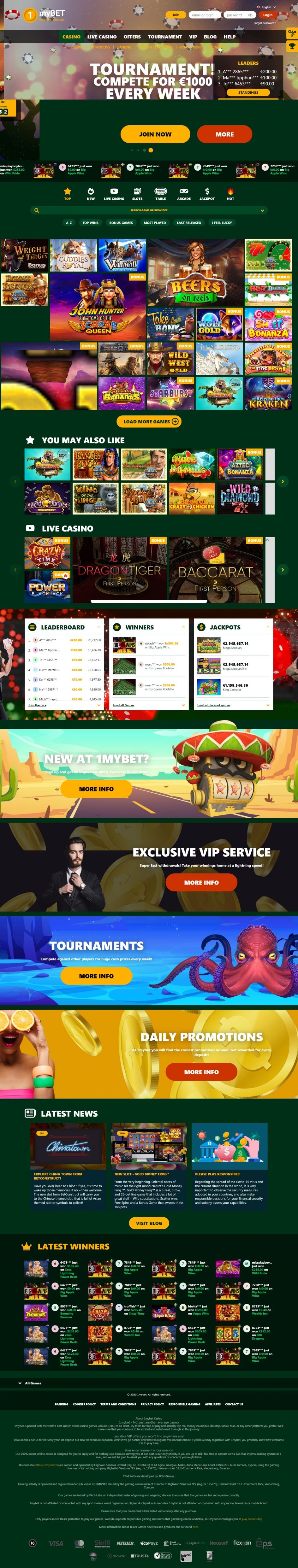 1mybet Casino Design