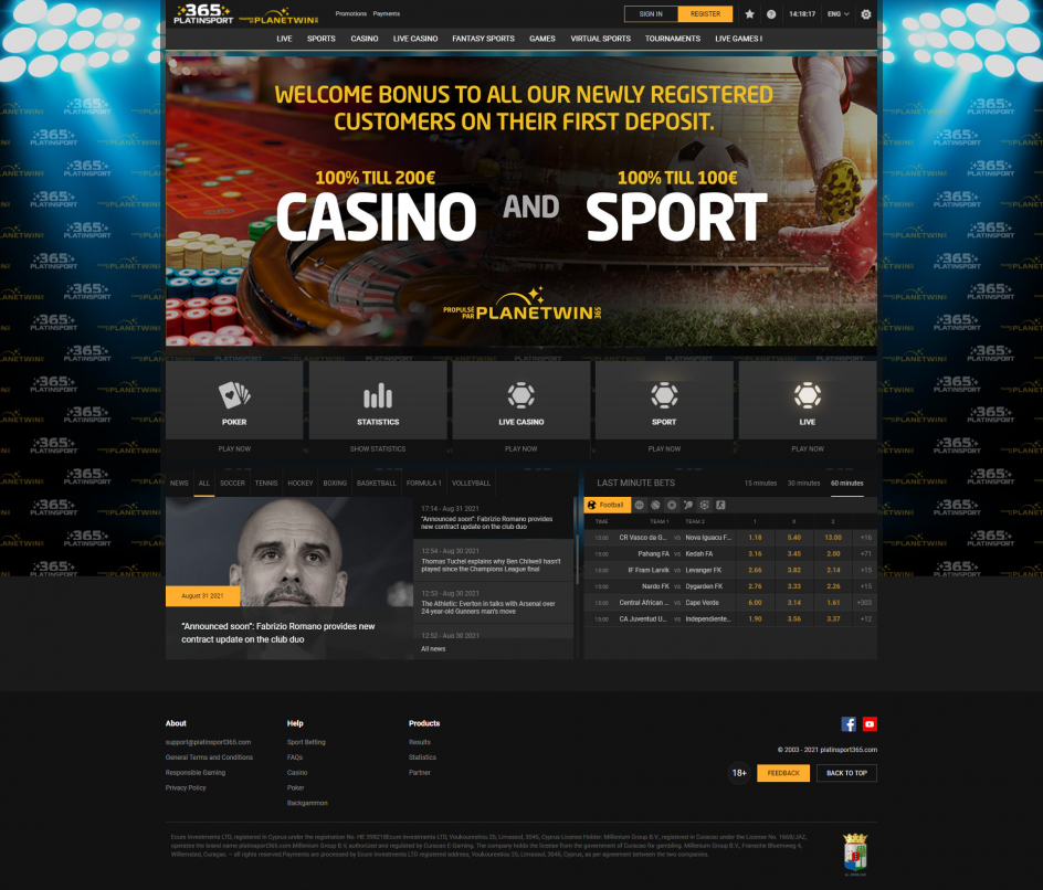 Platinsport365 Casino Design