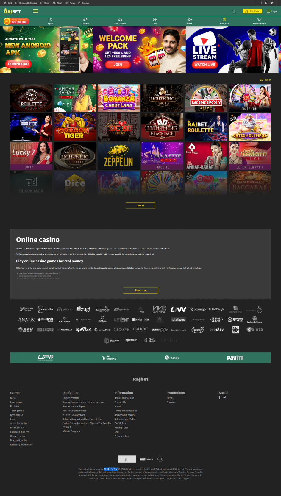 RajBet Casino Design