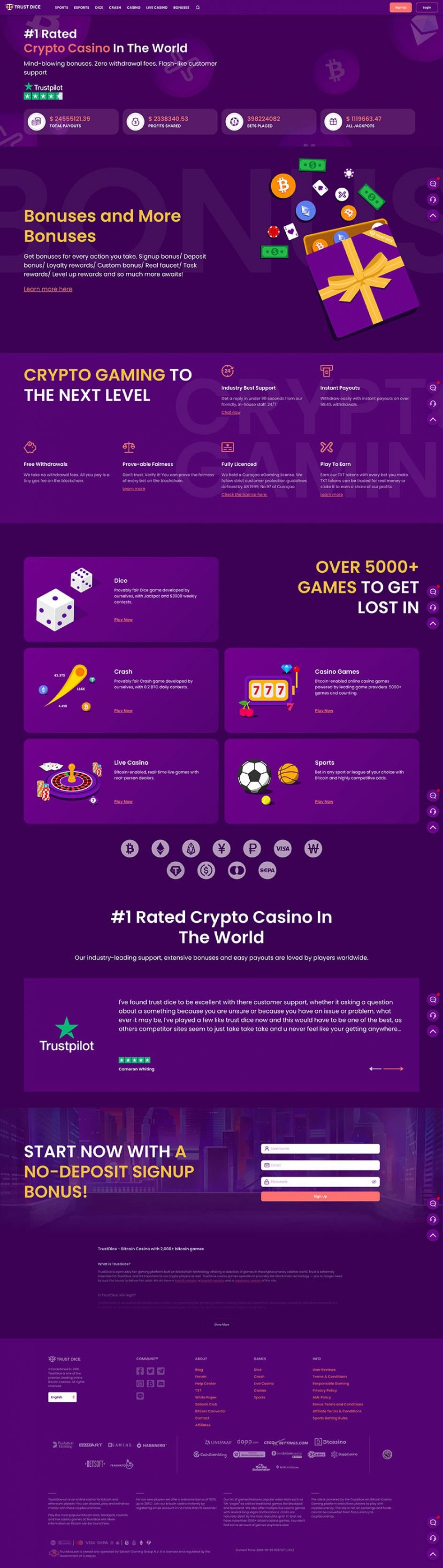 TrustDice Casino Design