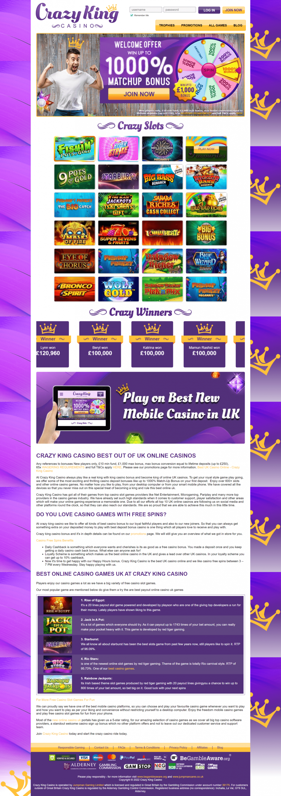 Crazy King Casino Design