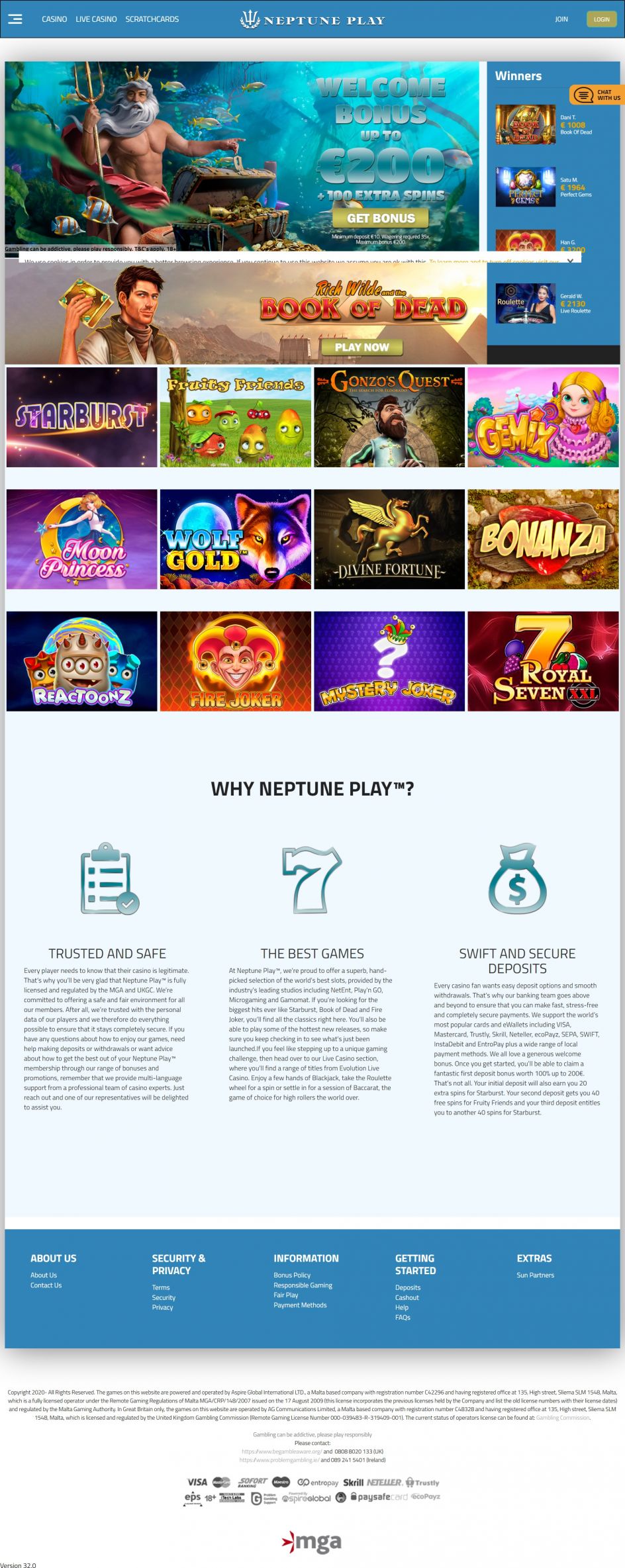 Neptune Play Casino Design