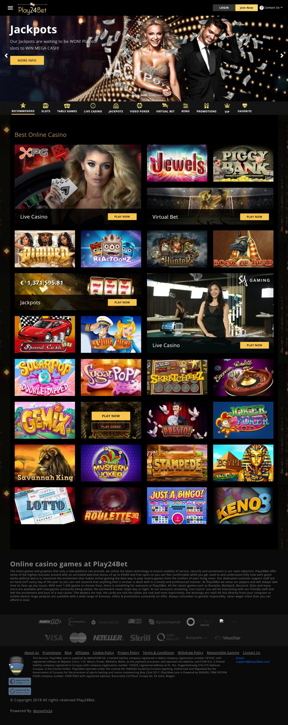 Play24bet Casino Design