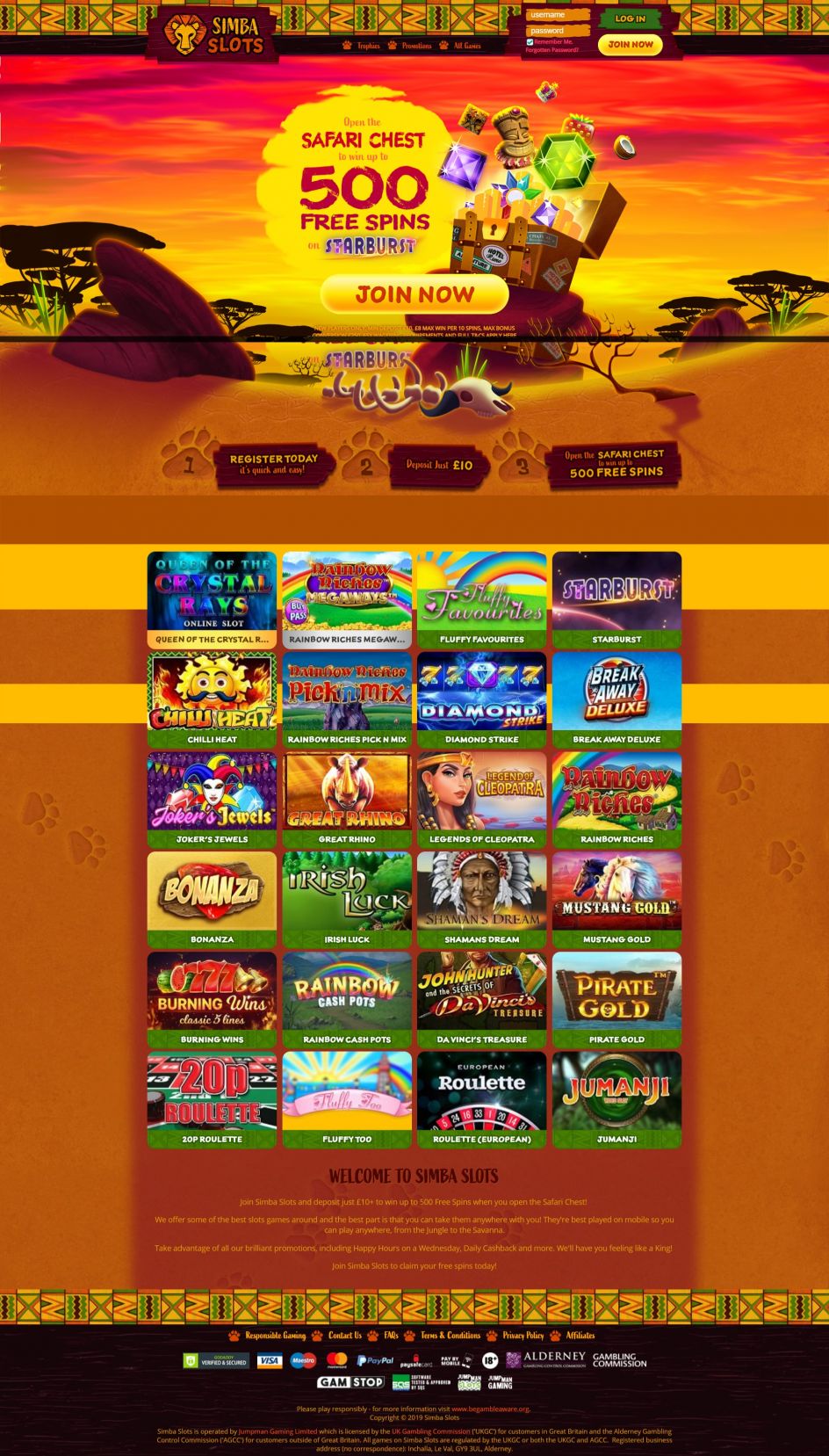 Simba Slots Casino Design